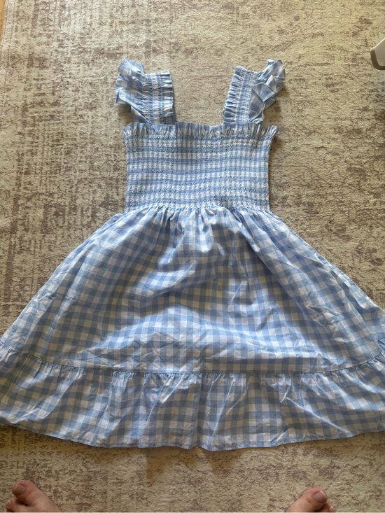 Hill House Dresses & Skirts - Hill House The Charlotte Nap Dress. Blue Gingham Smocked Ruffle Strap Mini Dress